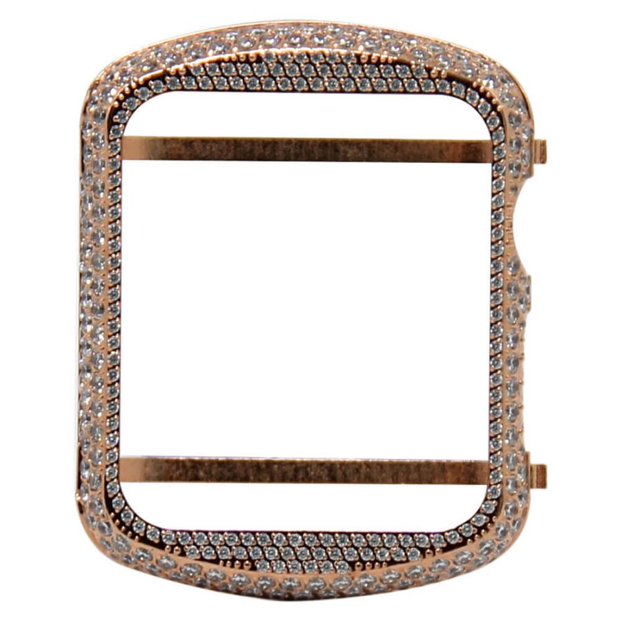 Rose gold shiny crystal rhinestones alloy apple watch case